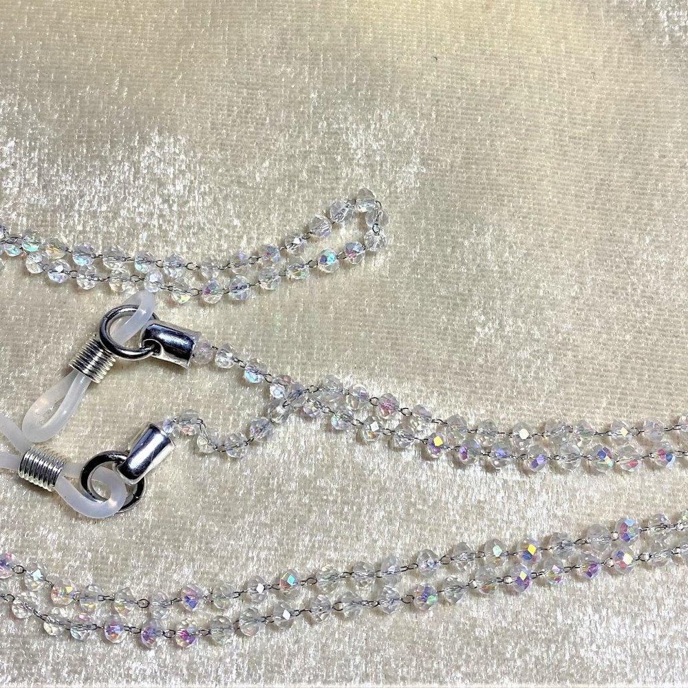 Clear Ab Glass Eyeglass Chain Holder #1361